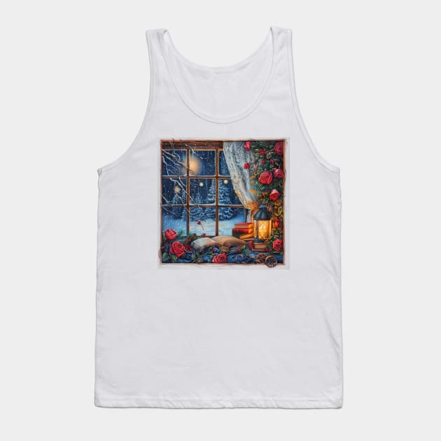 Fantasy winter starry night window Tank Top by feafox92